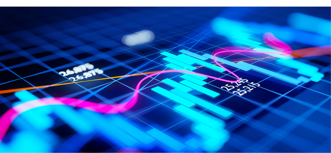 neon abstract image of numbers and graphs.